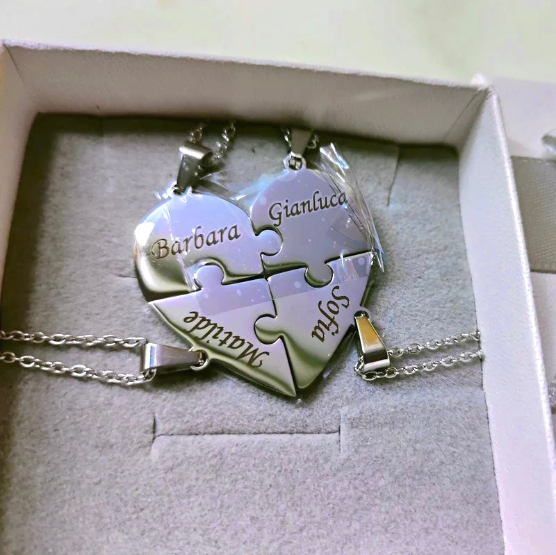 Colar Puzzle Personalizável - Minha Família - Gravação a Laser - Banhado a ouro