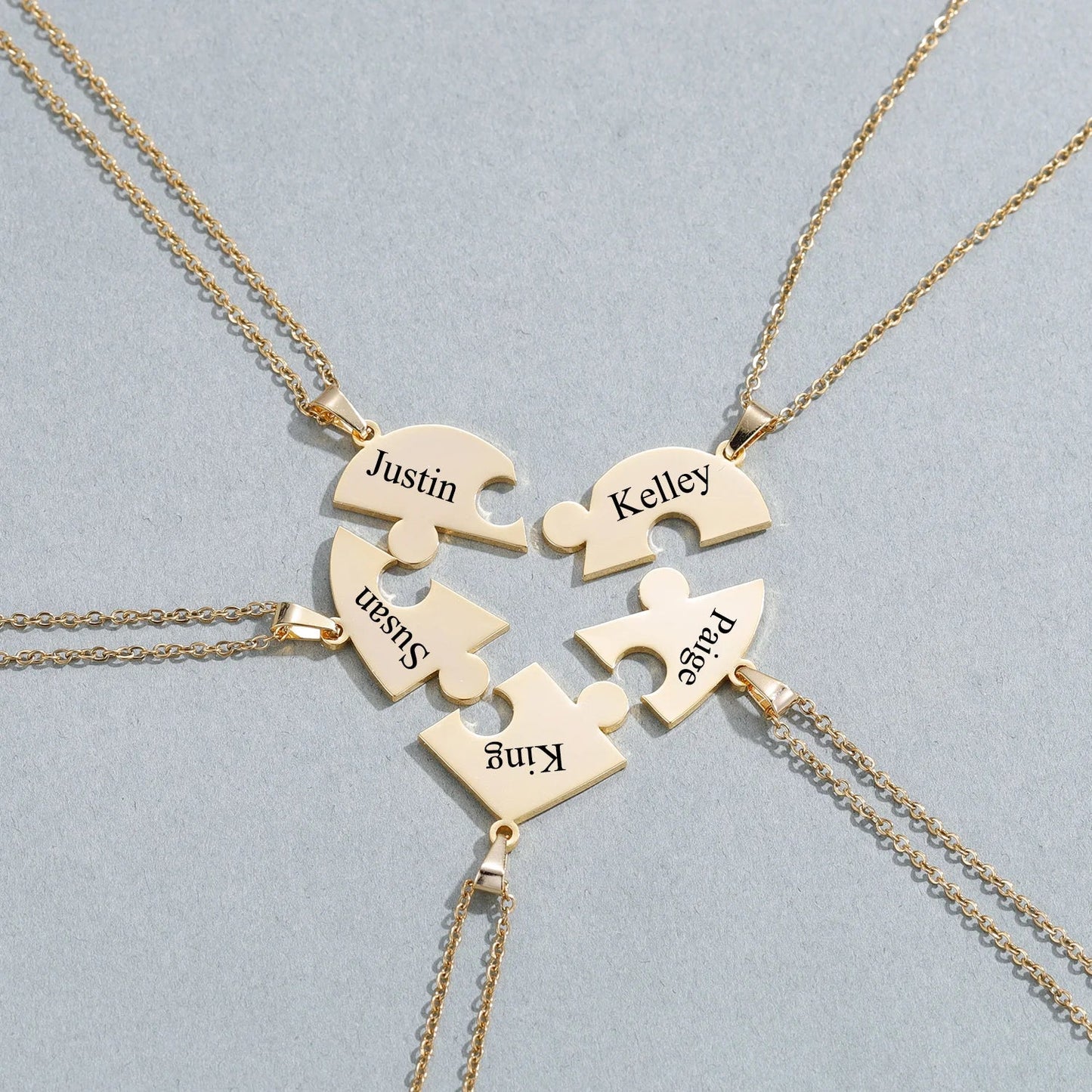 Colar Puzzle Personalizável - Minha Família - Gravação a Laser - Banhado a ouro