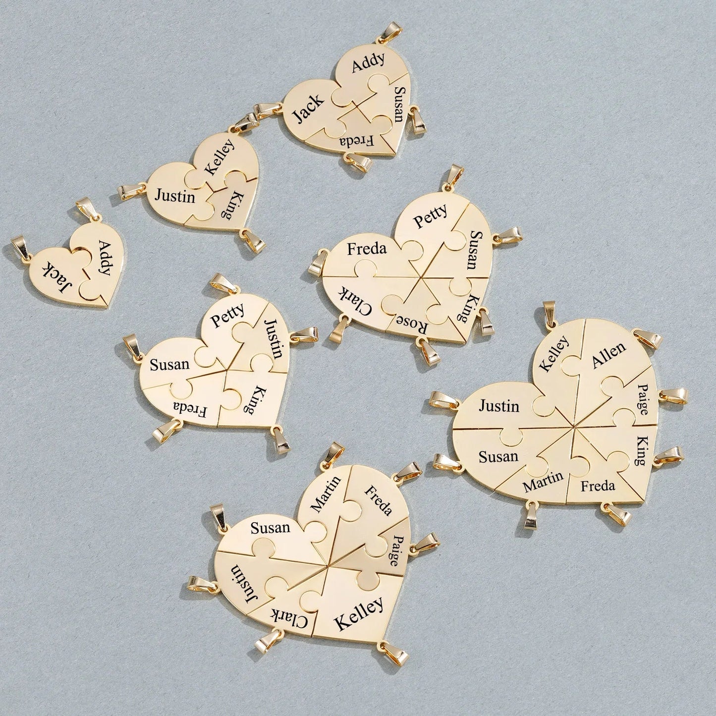 Colar Puzzle Personalizável - Minha Família - Gravação a Laser - Banhado a ouro