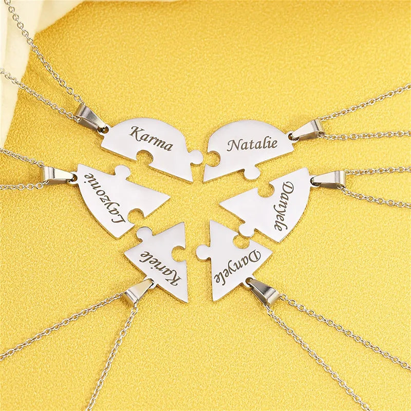 Colar Puzzle Personalizável - Minha Família - Gravação a Laser - Banhado a ouro