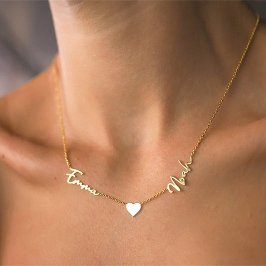 Colar Feminino Personalizado com 02 Nomes em Aço Inoxidável - Gravação a Laser